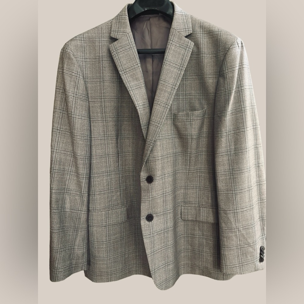 EUC Men’s Michael Kors Jacket Blazer Size 50R Burgundy, Gray, Blue, Brown Plaid